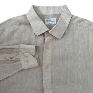 Lorenzo Uomo 100% Linen Shirt Long Sleeve Button Up Trim‎ Fit Mens 18 34/35
